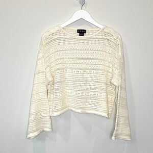 CENY Cropped Loose Knit Bell Sleeves Sweater